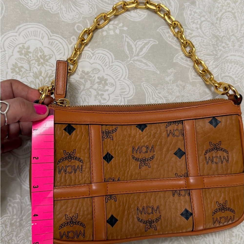 MCM Visetos Mini Shoulder Bag Convertible Crossbody – Cognac – Dust Bag – Mint c - Picture 8 of 8